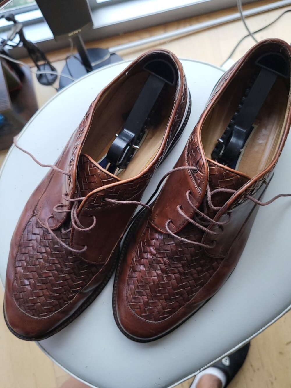 Men’s Cole Hann Bragano Italian Woven Leather Pattern Lace-Up Shoes -US 10.5